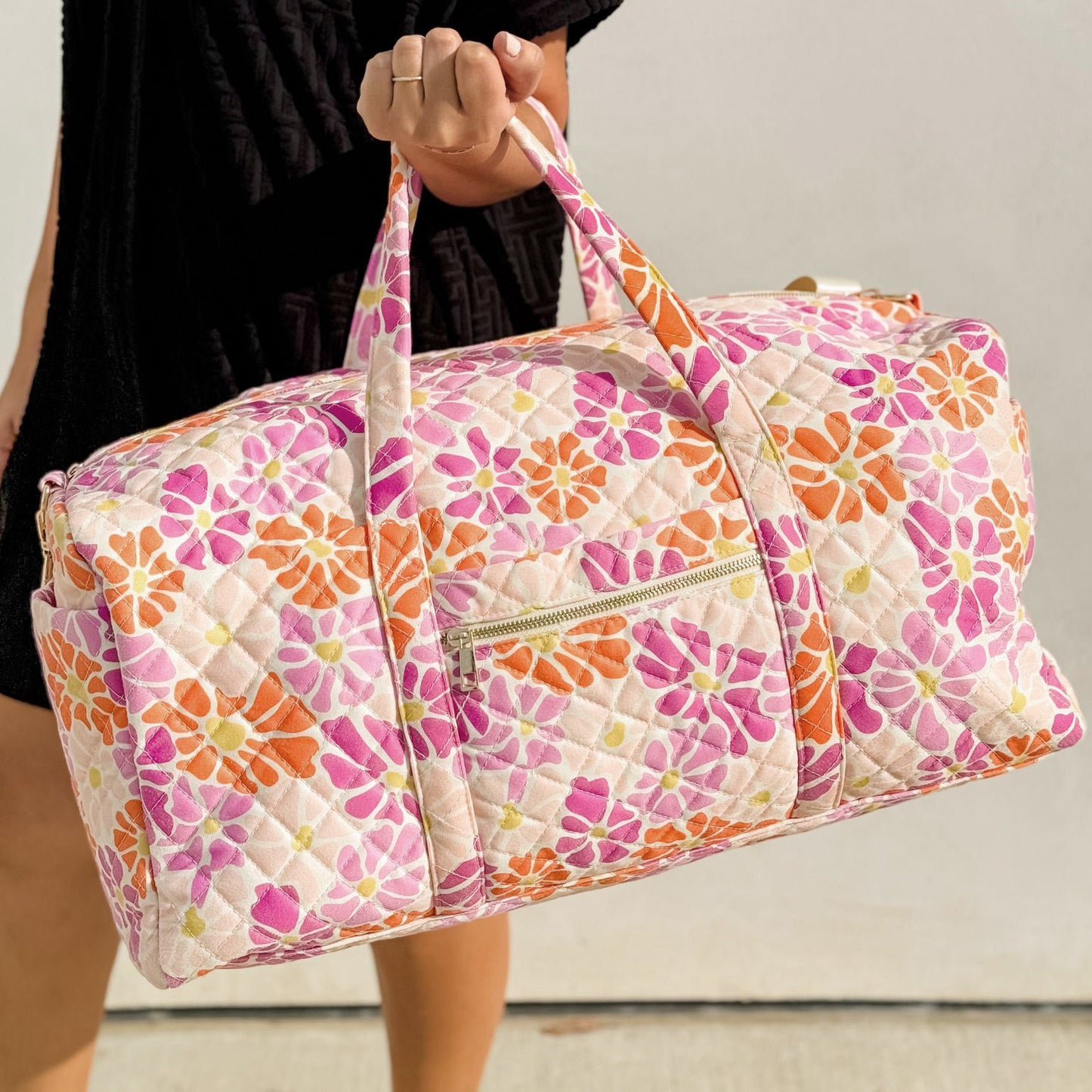Floral Quilted Duffle
