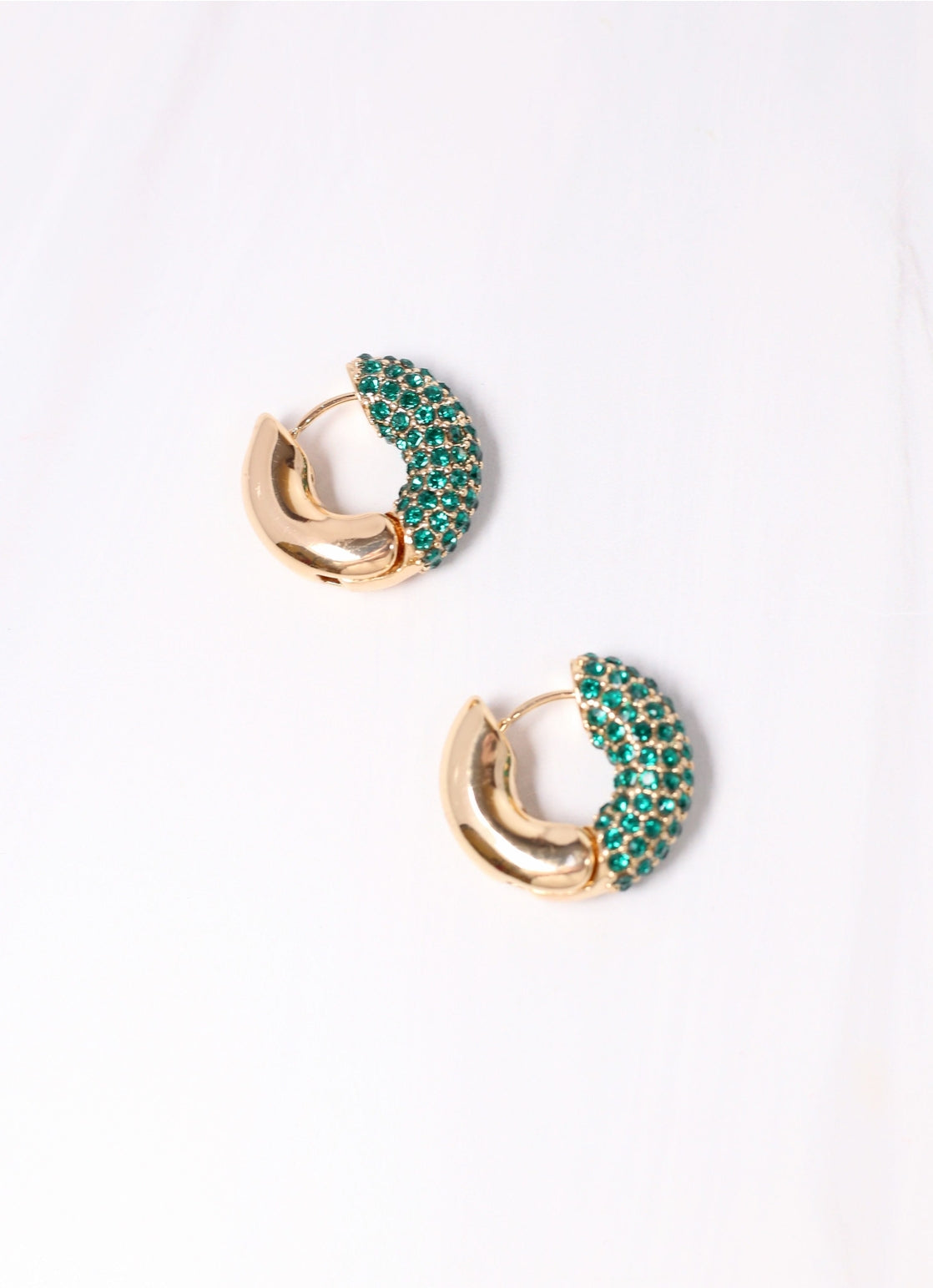 Chunky Hoop Earrings - Green