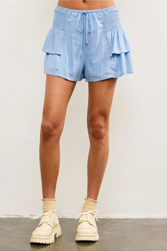 Side Smocked Ruffle Shorts