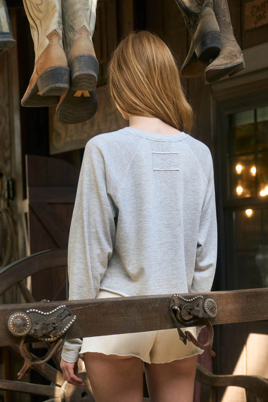 USA Long Sleeve Raw Hem Top