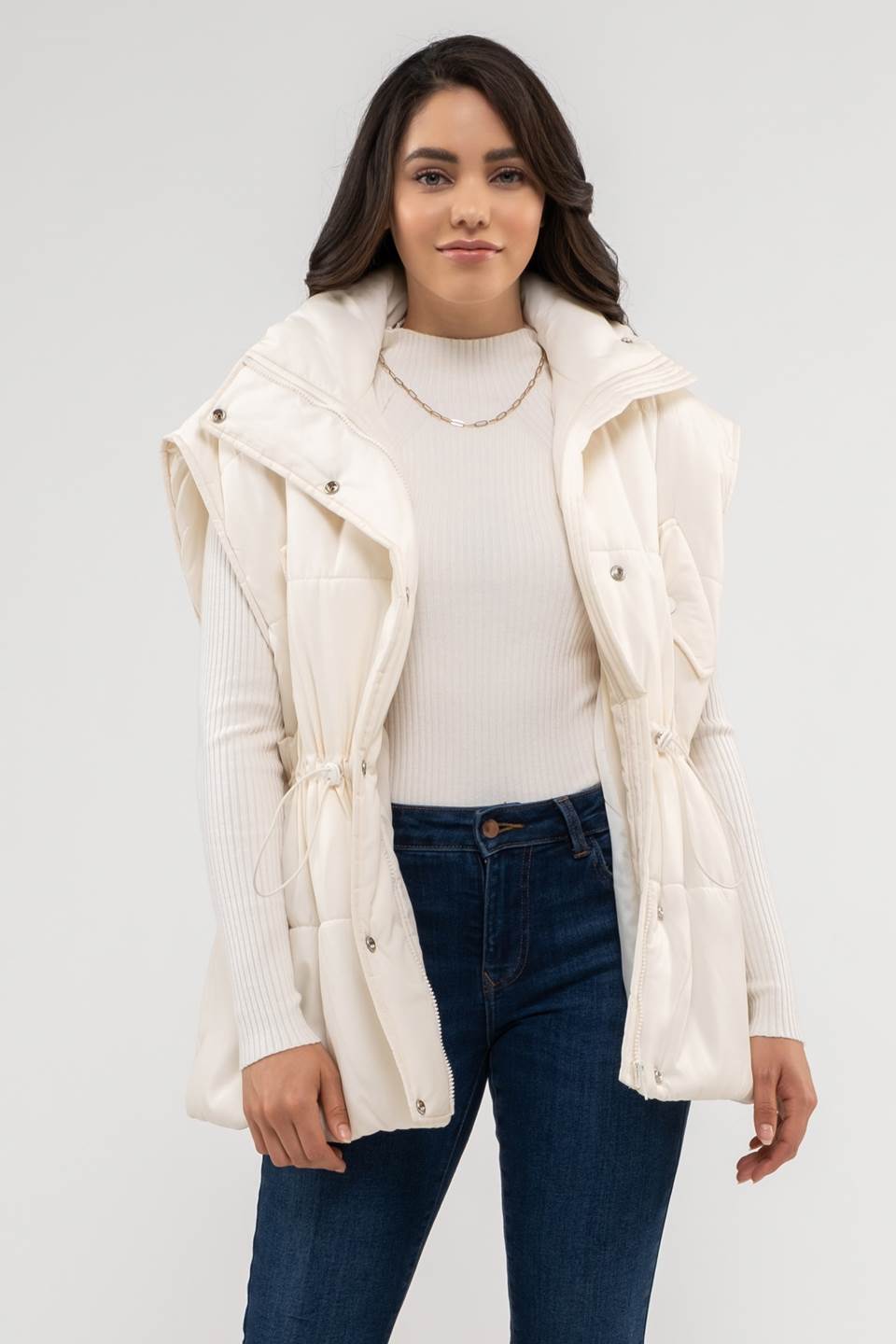 Drawstring Puffer Vest