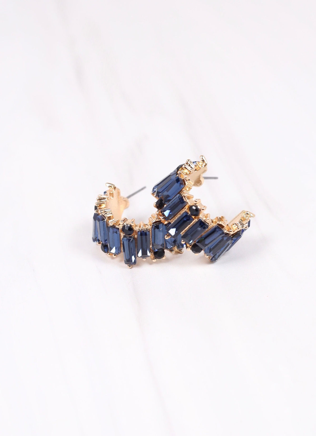 Navy Stone Hoop Earring