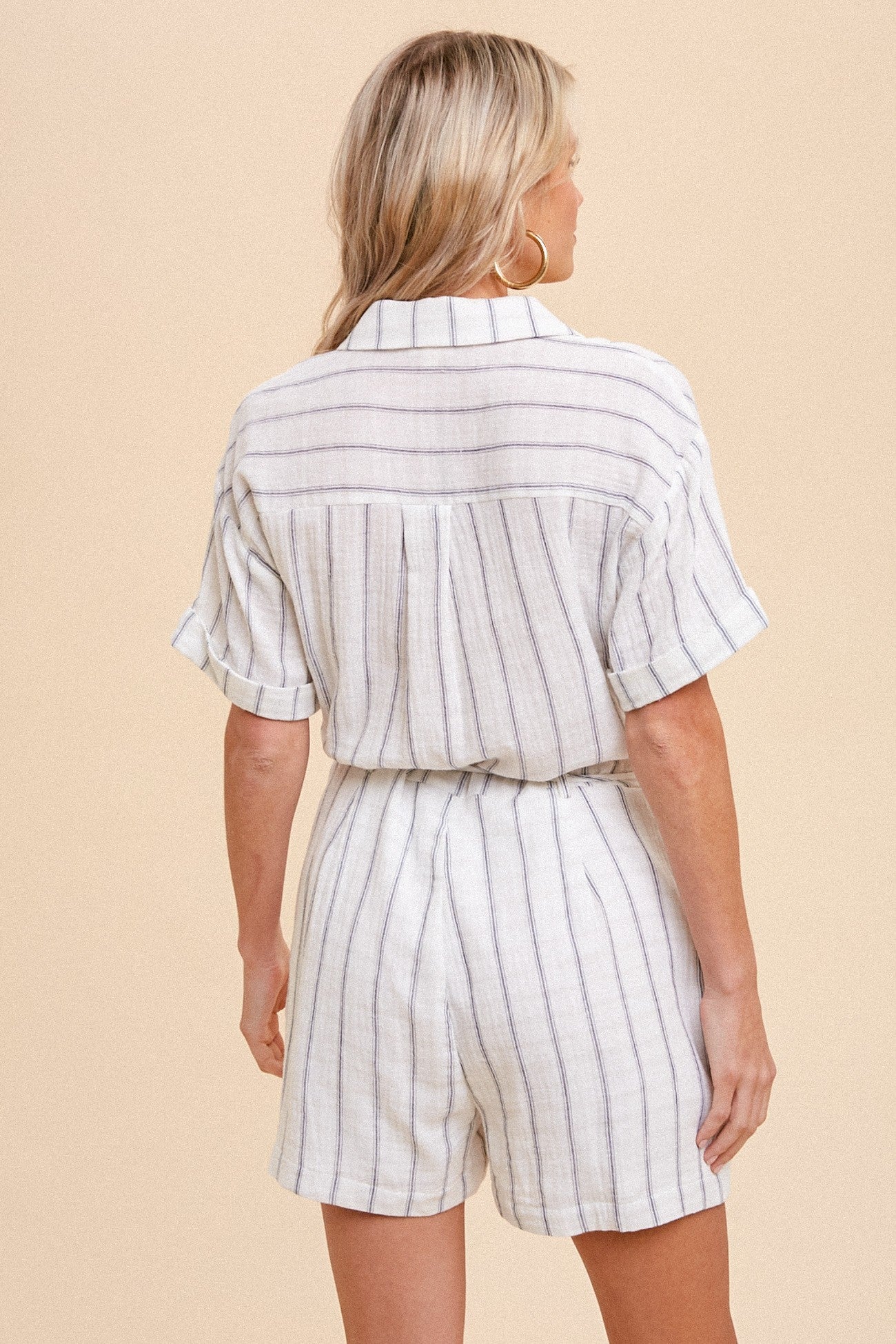 Striped Belted Romper