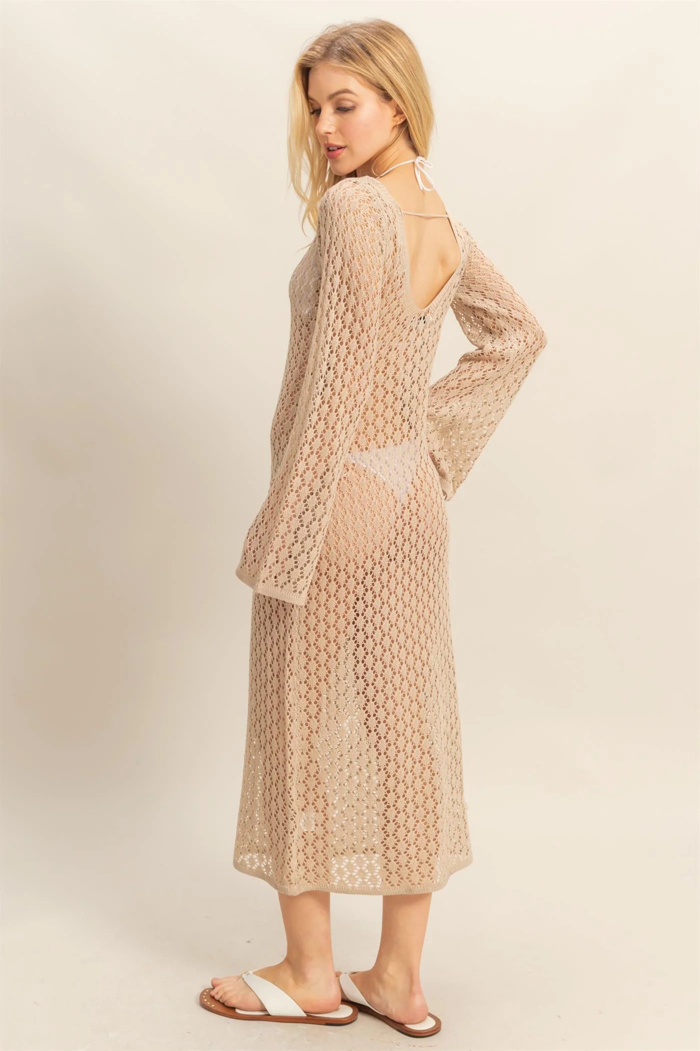 Taupe Crochet Tie Coverup