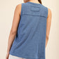 Blue Mineral Washed Henley Tank