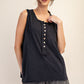 Ash Mineral Washed Henley Tank