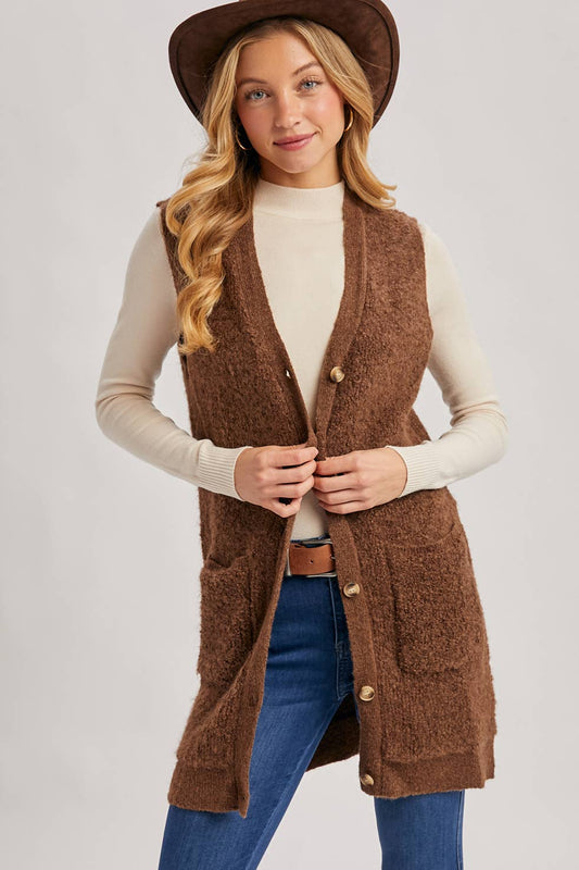 Teddy Knit Longline Vest