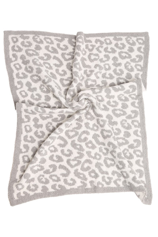 Kids Leopard Throw Blanket - Gray