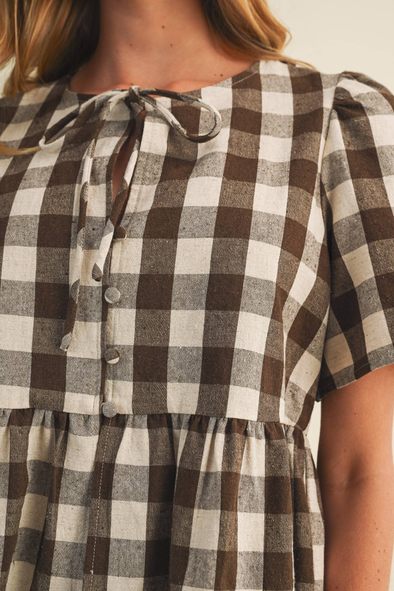 Gingham Peplum Blouse