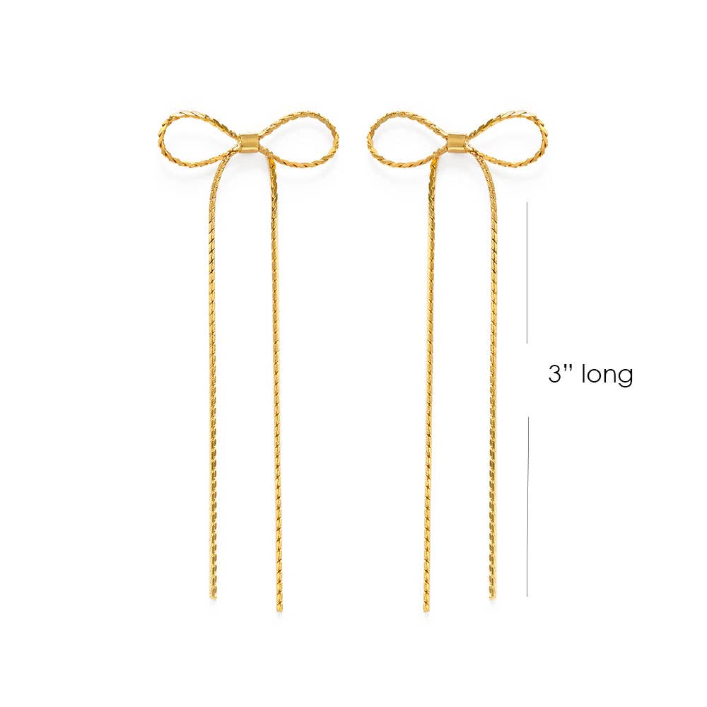 Long Bow Stud Earrings