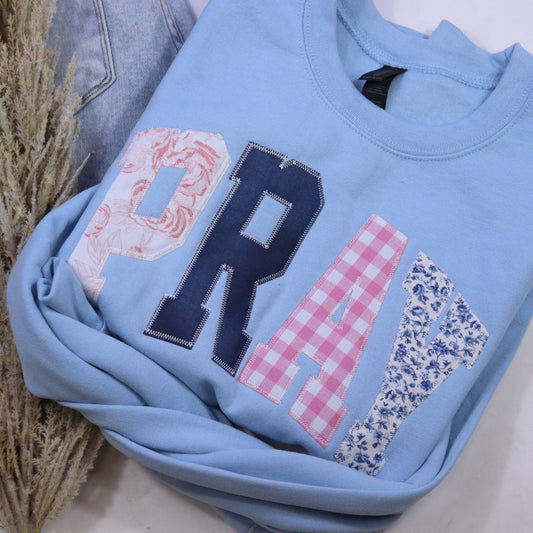 Patchwork Pray Crewneck