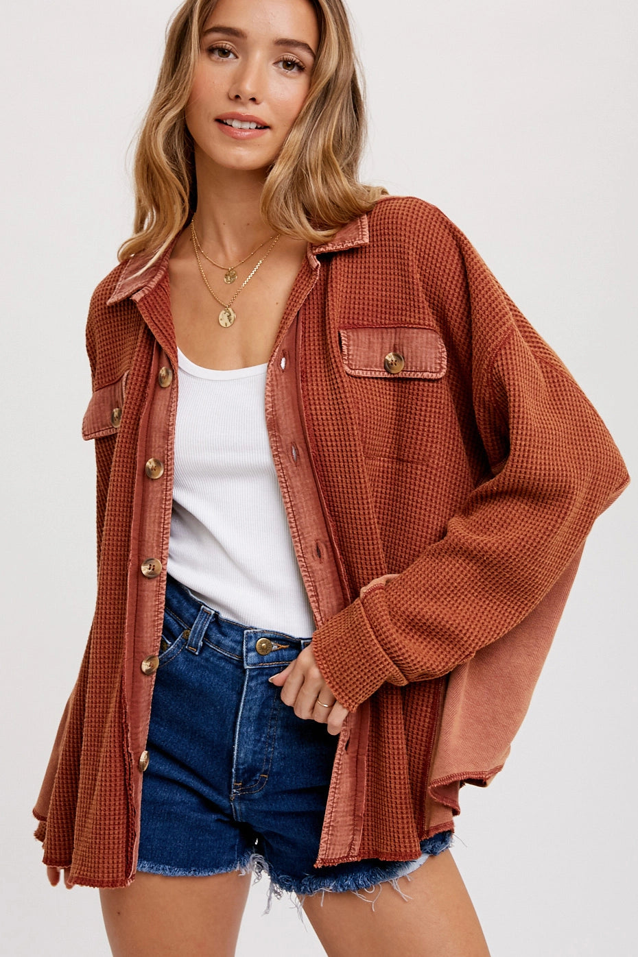 Slouchy Waffle Knit Jacket