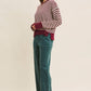 Navy Mixed Knit Stripe Pullover