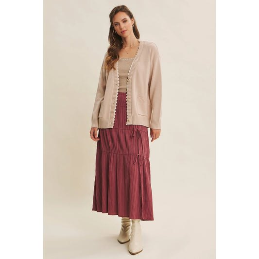 Oversized Scalloped Button Up Cardigan