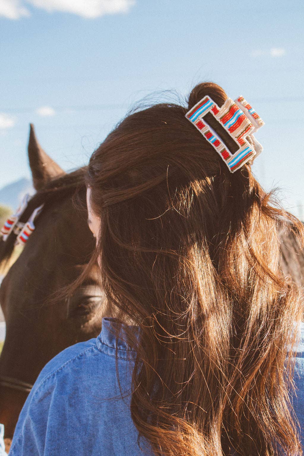 Beaded Claw Clip : Checker