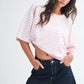 Oversized Stripe Boyfriend Tee I Pink