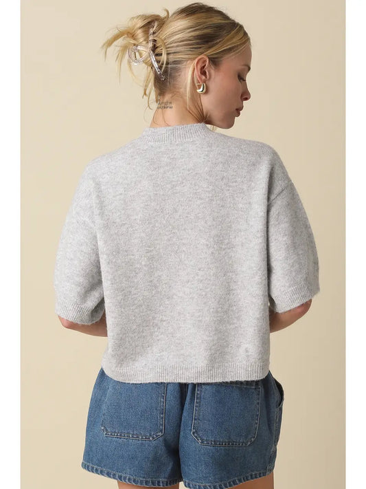 Gray Half Sleeve Sweater