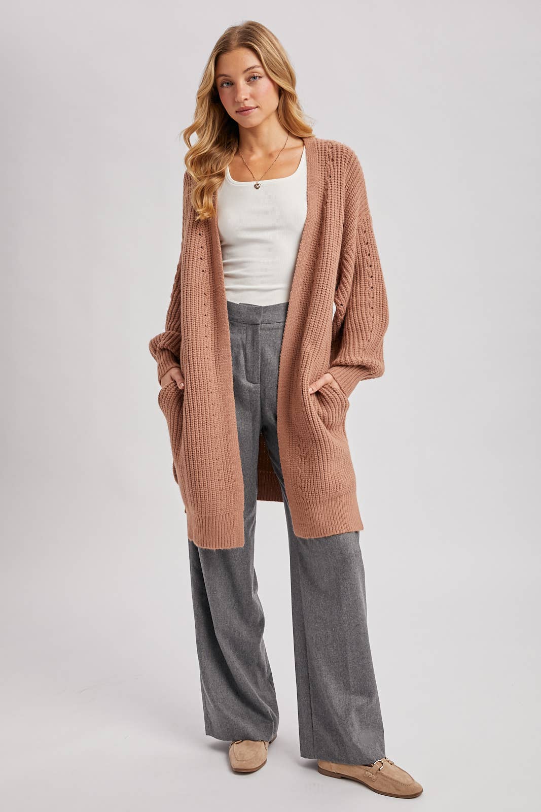 Longline Sweater Knit Cardigan – Hot Pink