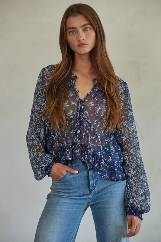 Sheer Floral Blouse