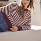 Navy Mixed Knit Stripe Pullover