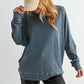 Navy Waffle Ribbed Pullover