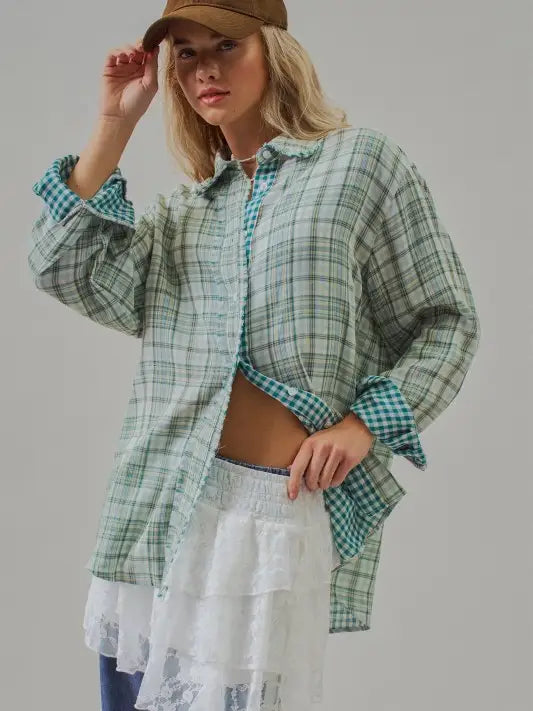 Double Gauze Plaid Button-Down