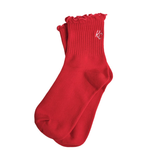Red KC Ruffle Socks