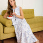 Floral Toile Pleated Midi Skirt