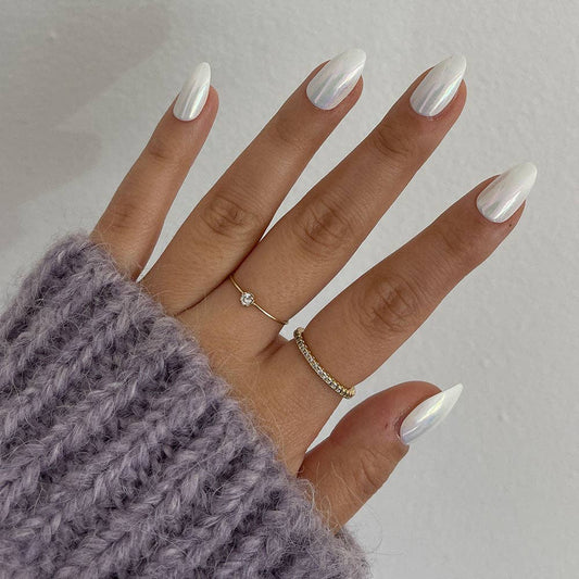 Moonlight Press-On Nails | Pearlescent White
