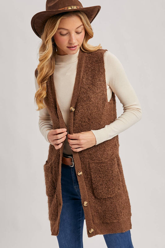 Teddy Knit Longline Vest