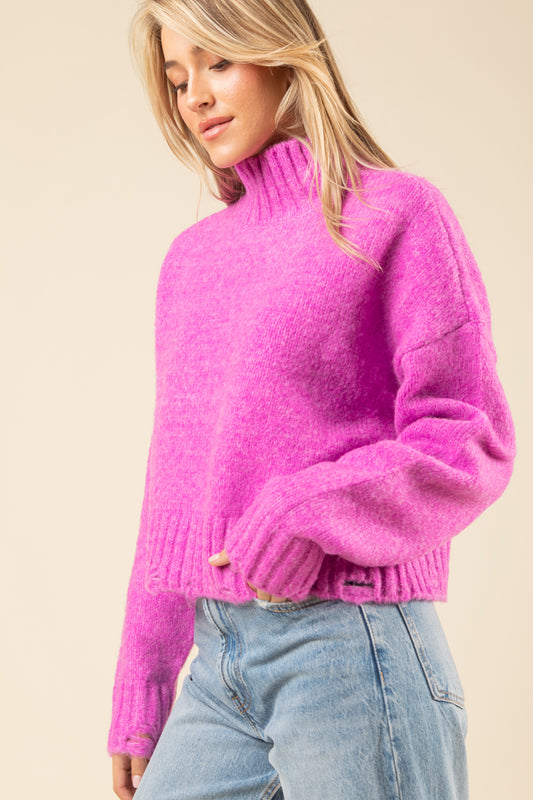 Mock Neck Sweater - Pink