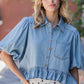 Denim Puff Sleeve Blouse