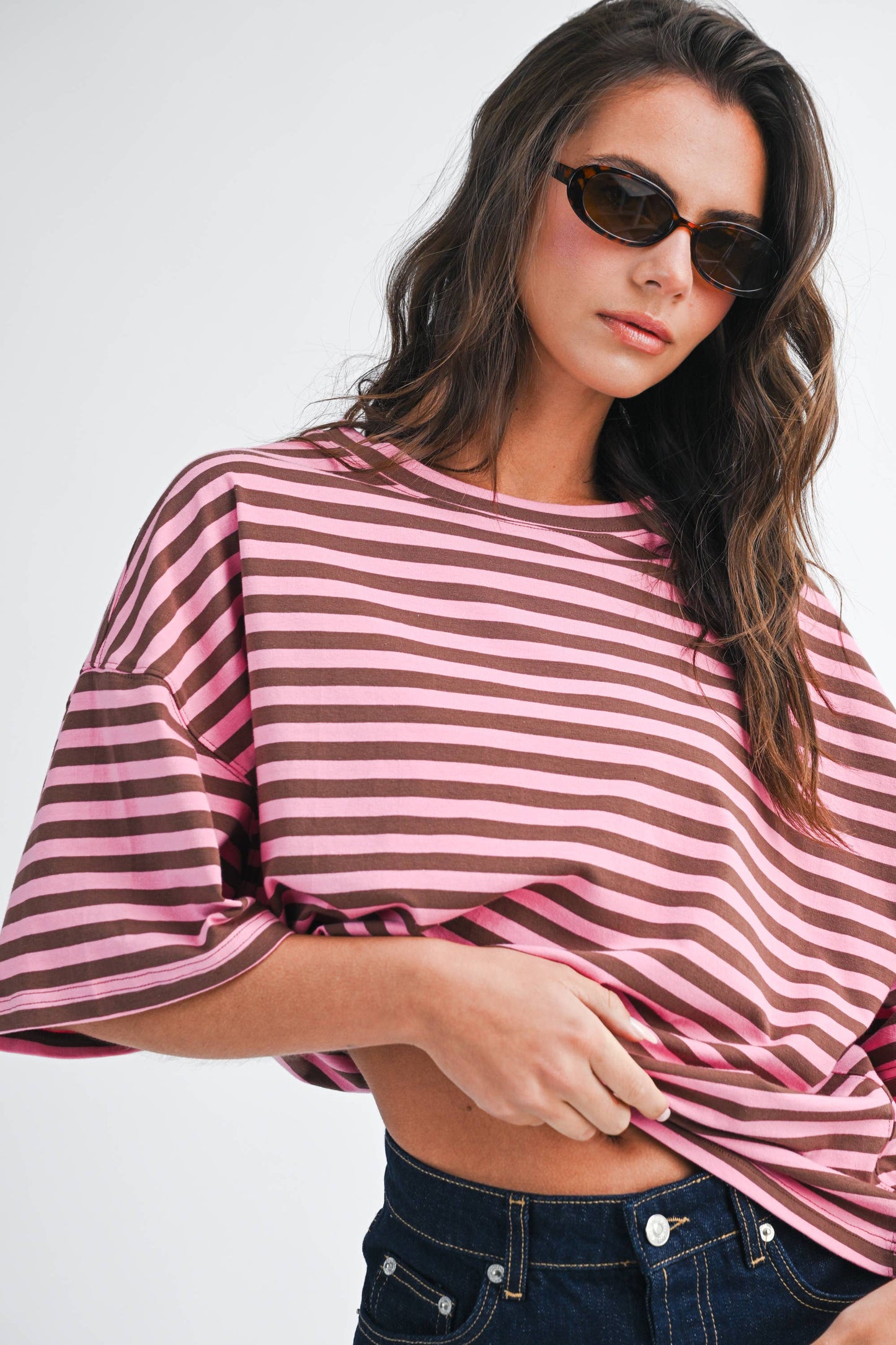 Oversized Stripe Boyfriend Tee I Blue