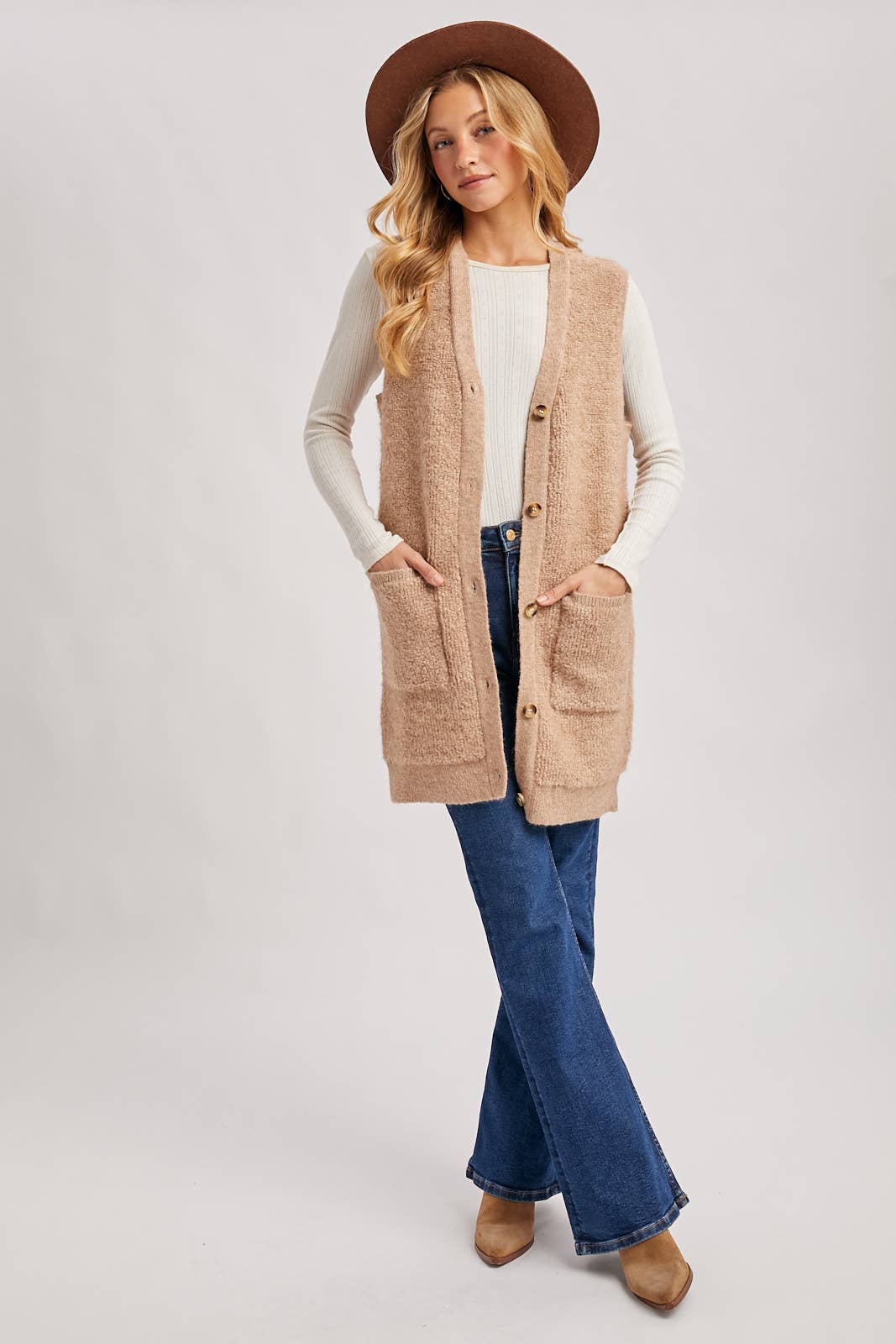 Teddy Knit Longline Vest