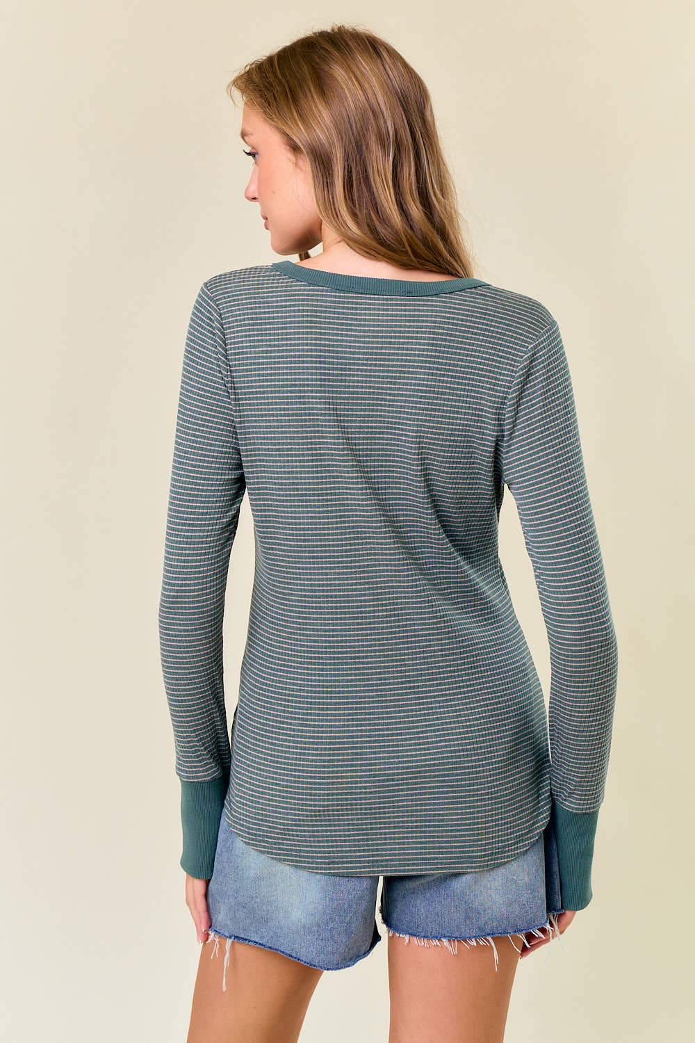 Classic Ribbed Henley I White