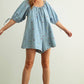Embroidered Denim Romper