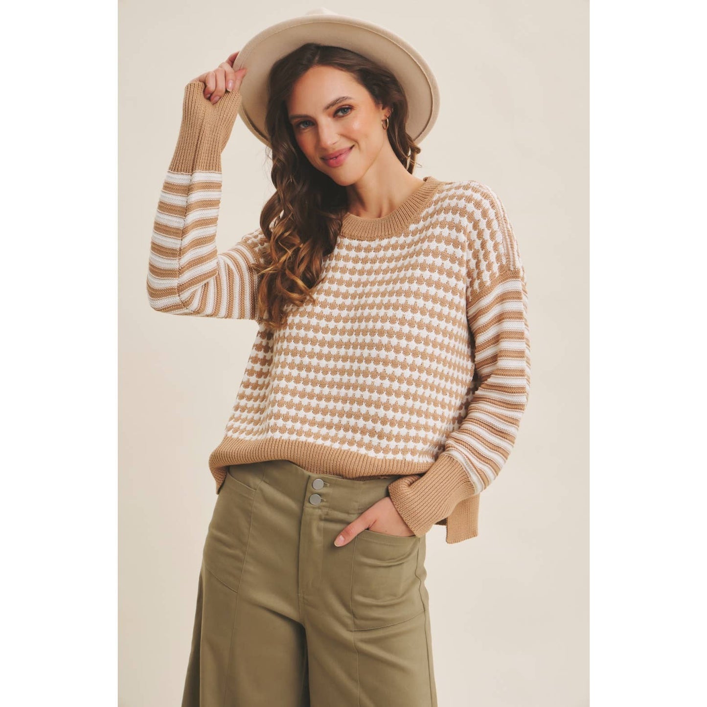 Navy Mixed Knit Stripe Pullover