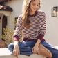 Navy Mixed Knit Stripe Pullover