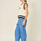 Polka Dot Denim Barrel Jeans
