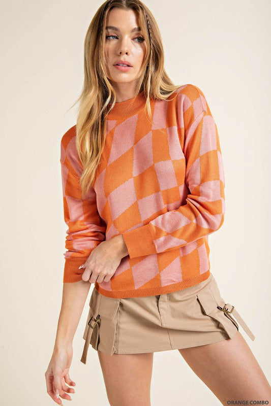 Orange Checkered Sweater