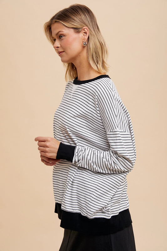 Striped Oversized Crewneck Pullover