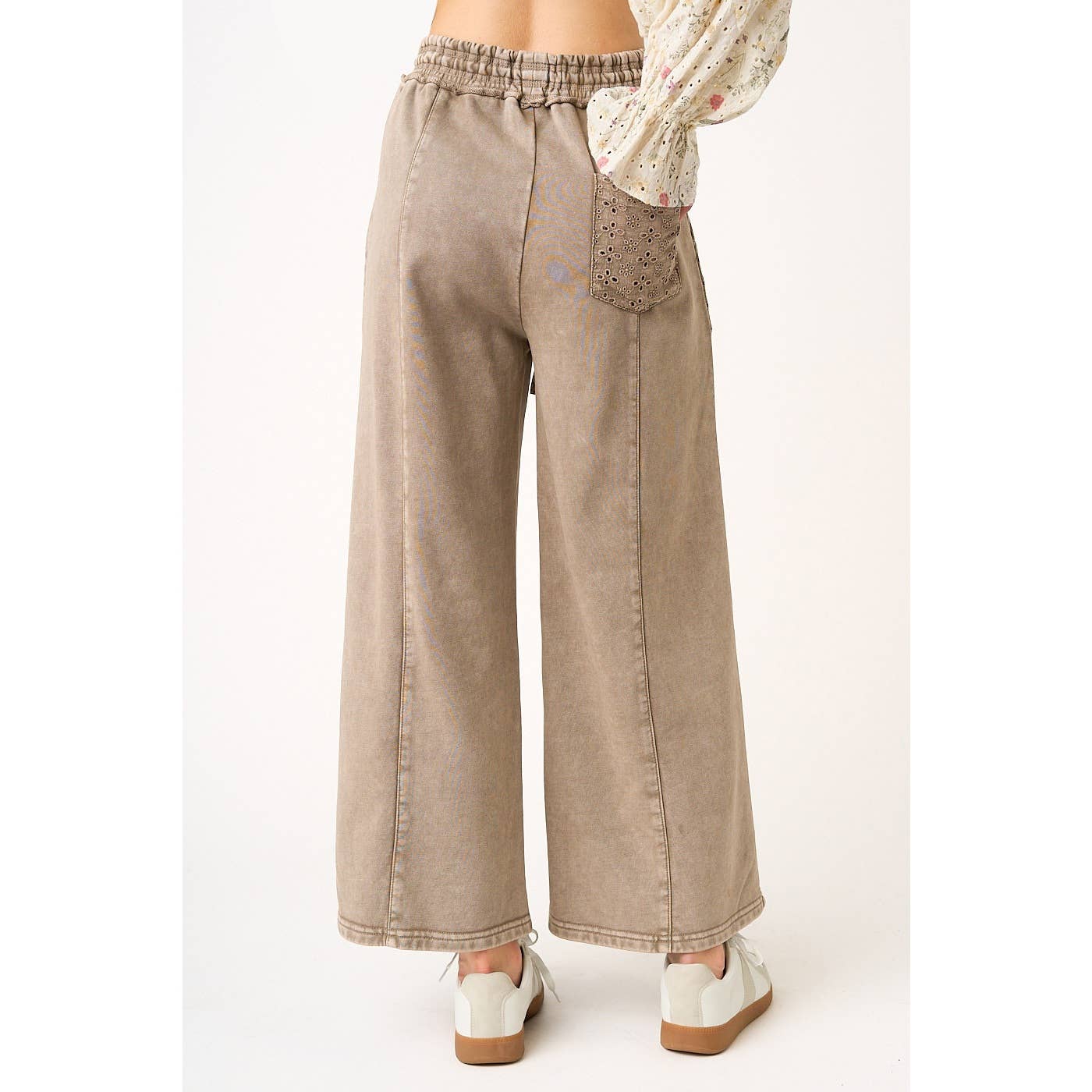 Eyelet Lace Pocket Wide Leg Pants