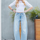 High Rise Distressed Barrel Jeans