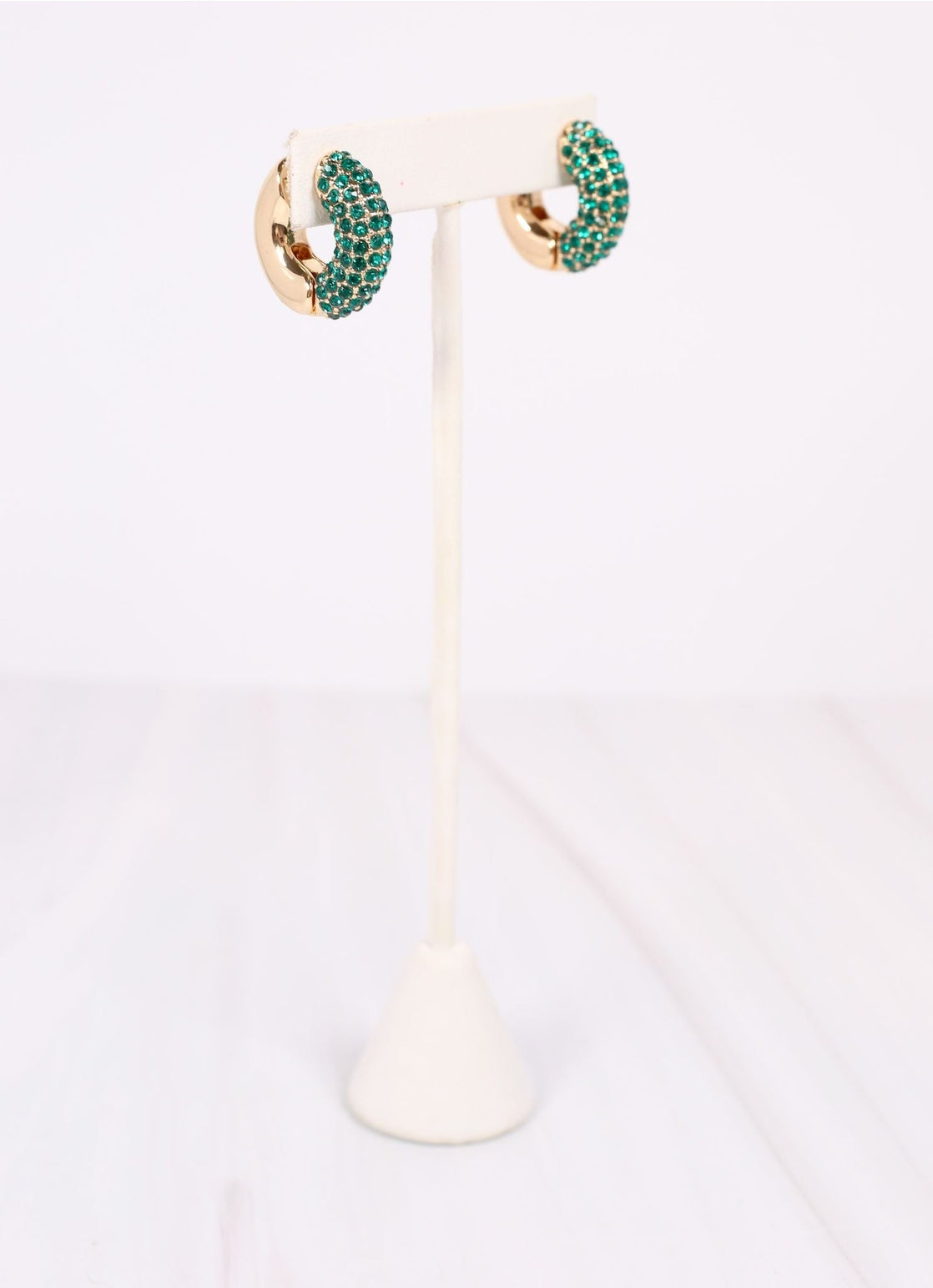 Chunky Hoop Earrings - Green