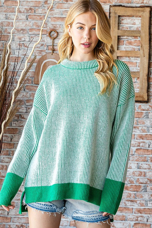 Oversized Ribbed Sweater - Green