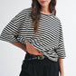 Oversized Stripe Boyfriend Tee I Blue