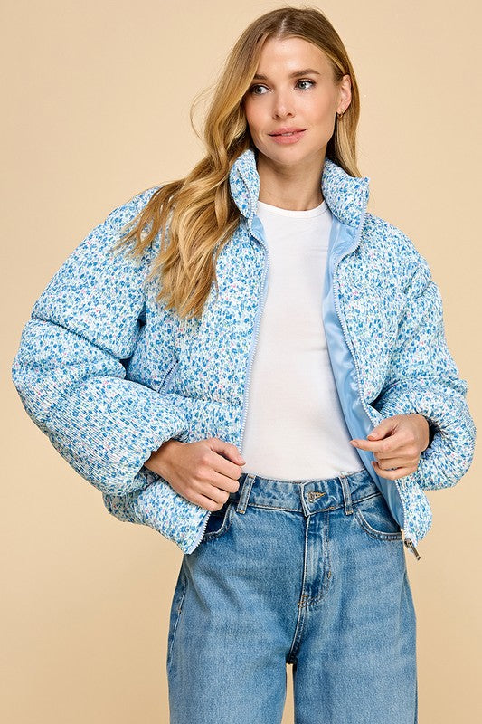 Ditsy Floral Printed Puffer Jacket