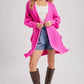 Longline Sweater Knit Cardigan – Hot Pink