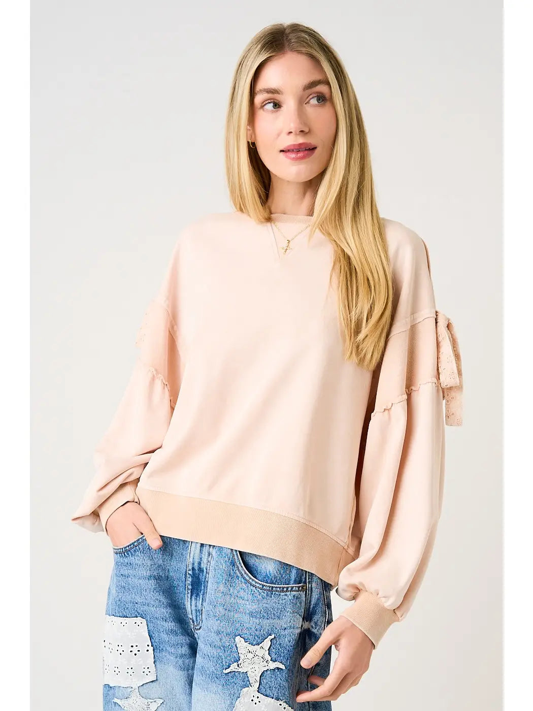 Vintage Wash Bow Sweatshirt