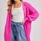 Longline Sweater Knit Cardigan – Hot Pink